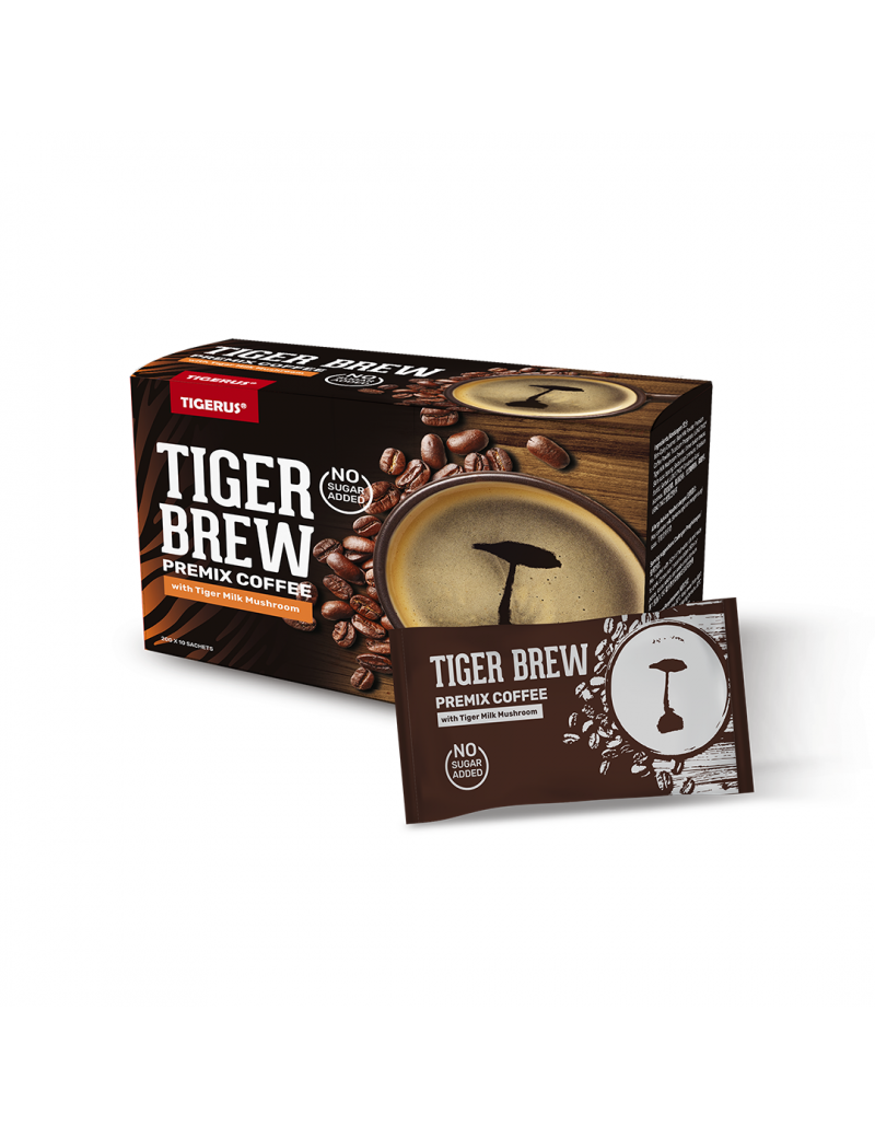 TIGERUS® Tiger Brew Premix Coffee with Tiger Milk Mushroom (No Sugar Added)